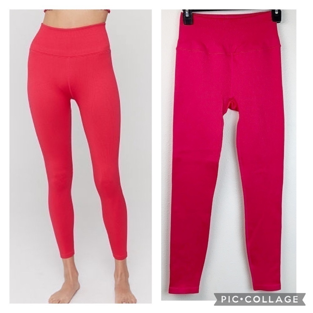 Pink VS x Spiritual Gangster high waist ribbed compression long leggings EUC